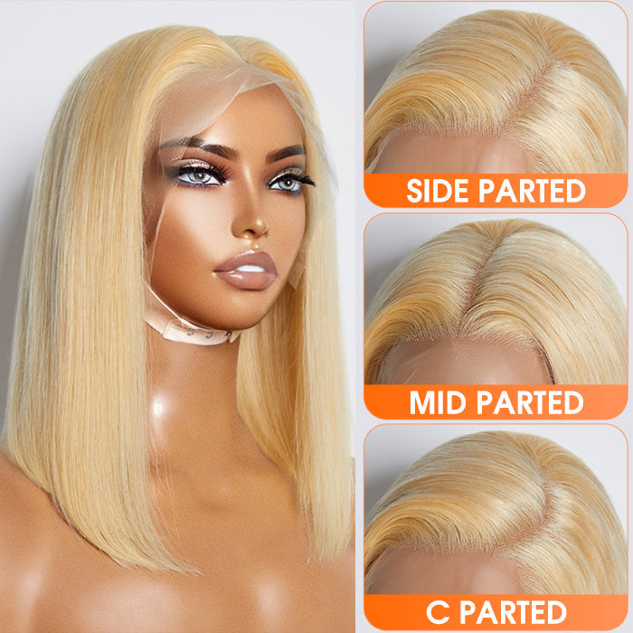 Wig-10-14 Inch Pre-Plucked 13"X4" #613 Straight Bob Lace Frontal Wig 150% Density