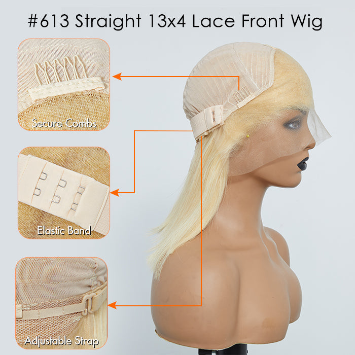 Wig-10-14 Inch Pre-Plucked 13"X4" #613 Straight Bob Lace Frontal Wig 150% Density