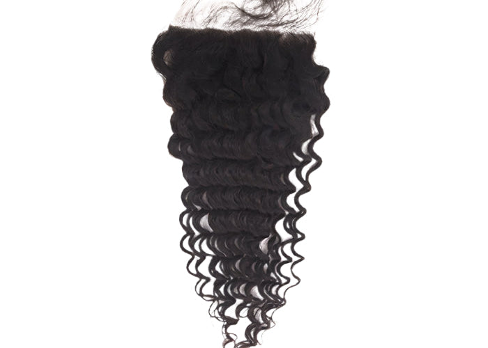 Deep Curly Free Parted Lace Closure #1B Natural Black