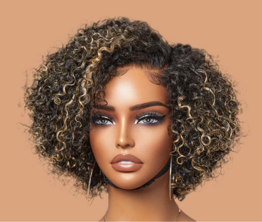 Wig-8 inch Trendy Short Cut Curly Minimalist HD Lace Glueless Side Part Wig